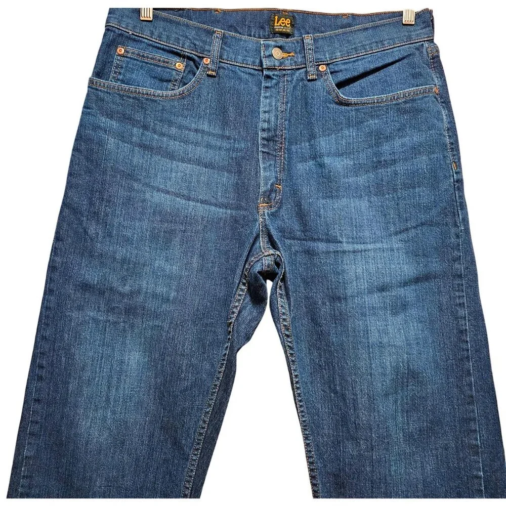 Lee Premium Select Regular Fit Mens Jeans Size 36X34 Dark Blue Denim